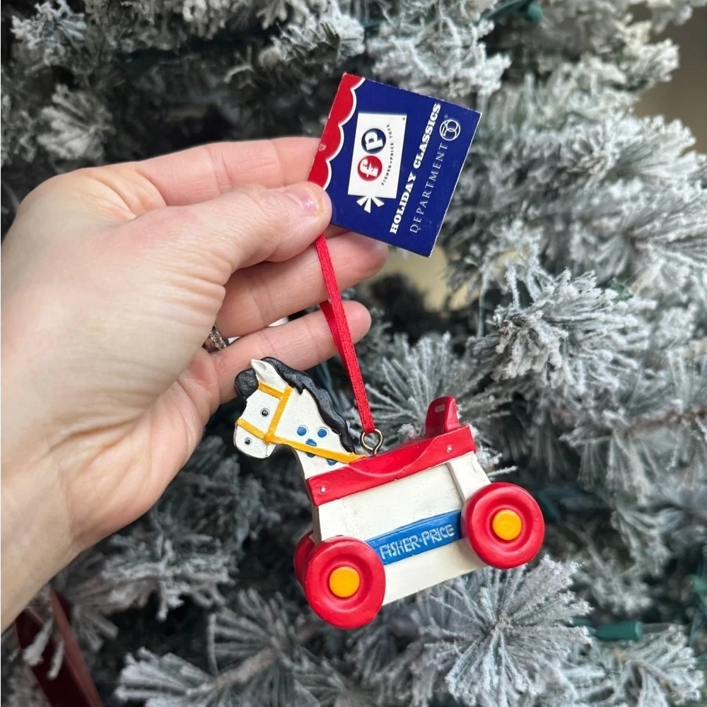 Vintage Rocking Horse ornament department 56 fisher price baby Christmas tree